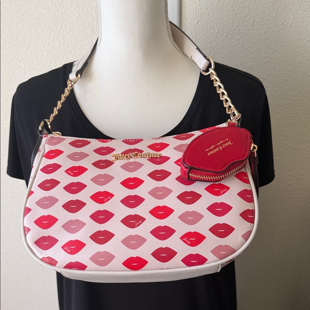 Juicy Couture Sealed with a Kiss Hobo shoulder bag w Lip shaped coin pouch-NWT